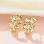 Brass Micro Pave Clear Cubic Zirconia Stud Earrings