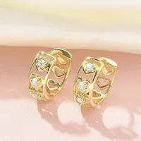 Brass Micro Pave Clear Cubic Zirconia Stud Earrings