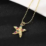 Brass Pave Cubic Zirconia and Plastic Beads Pendant Necklaces