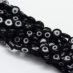 Handmade Evil Eye Lampwork Flat Round Bead Strands