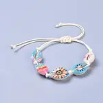 Adjustable Printed Cowrie Shell Braided Bead Bracelets