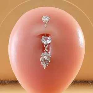 316L Surgical Stainless Steel Micro Pave Clear Cubic Zirconia Belly Rings