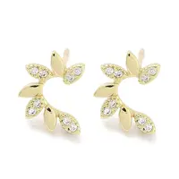 Brass Pave Clear Cubic Zirconia Stud Earring