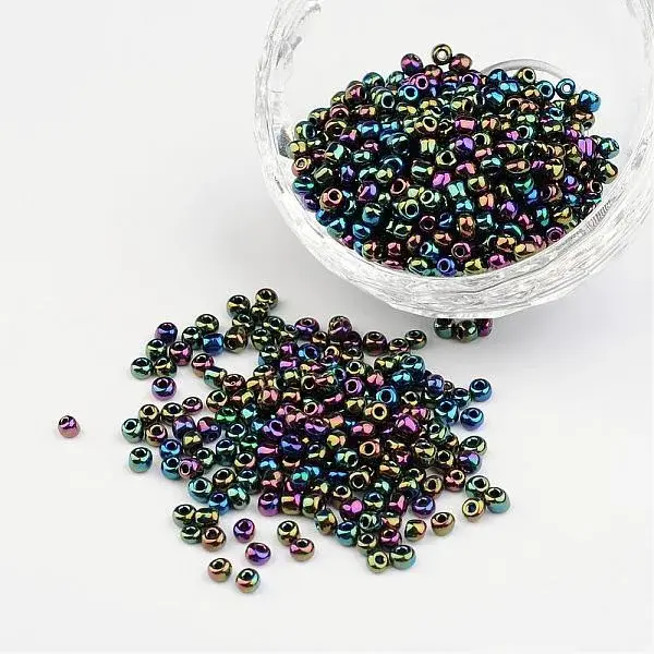 8/0 Electroplated Iris Round Glass Seed Beads