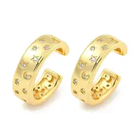 Brass Micro Pave Cubic Zirconia Cuff Earrings