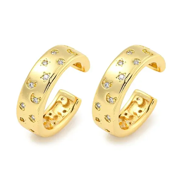 Brass Micro Pave Cubic Zirconia Cuff Earrings