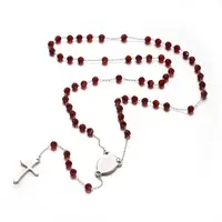 Cross 304 Stainless Steel Rosary Beaded Necklaces