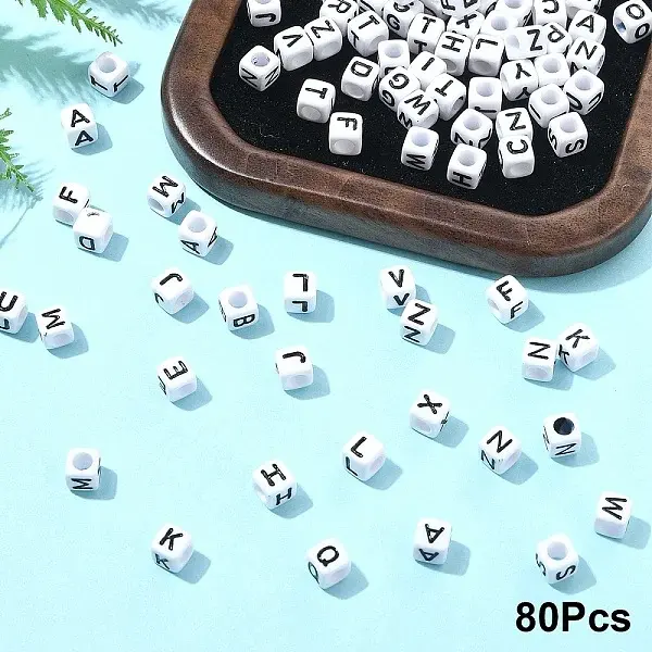 Acrylic Horizontal Hole Letter Beads