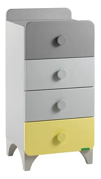 Komoda 4z raundo - šedá/žlutá