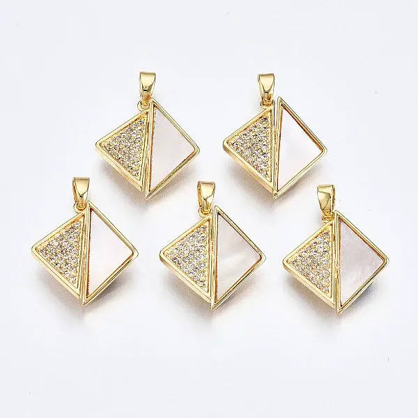 Brass Micro Pave Clear Cubic Zirconia Pendants