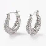 Brass Micro Pave Clear Cubic Zirconia Hoop Earrings