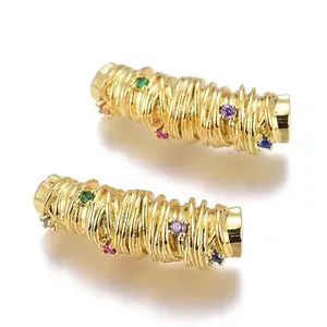 Rack Plating Brass Micro Pave Colorful Cubic Zirconia Pendants
