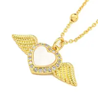 Brass Micro Pave Cubic Zirconia Pendant Necklaces