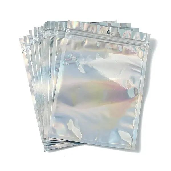 Rectangle Zip Lock Plastic Glitter Holographic Bags