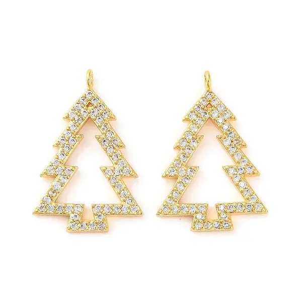 Brass Micro Pave Clear Cubic Zirconia Pendants
