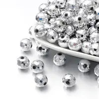 Faceted Round Plated Acrylic Beads