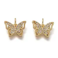 Brass Micro Pave Clear Cubic Zirconia Charms