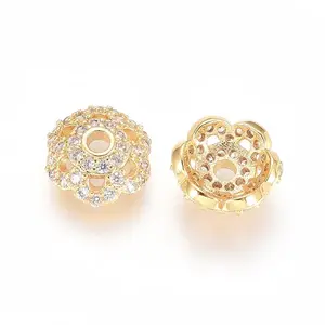 Brass Micro Pave Cubic Zirconia Bead Cap