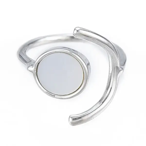 Natural Shell Flat Round Open Cuff Ring