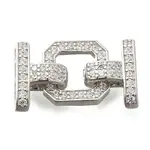 925 Sterling Silver Micro Pave Clear Cubic Zirconia Fold Over Clasps