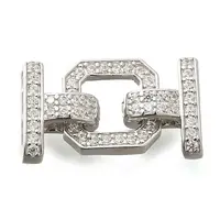 925 Sterling Silver Micro Pave Clear Cubic Zirconia Fold Over Clasps