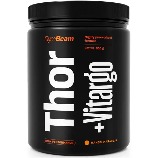 GymBeam Thor Fuel + Vitargo podpora sportovního výkonu s kofeinem příchuť Mango & Maracuja 600 g