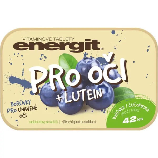Energit Pre oči + Luten tablety s vitamínom C príchuť Blueberry 42 tbl