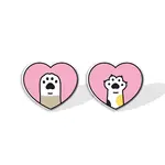 Acrylic Heart with Footprint Stud Earrings for Women