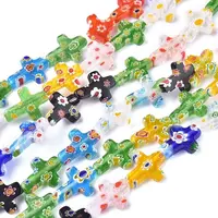 Cross Handmade Millefiori Glass Beads Strands
