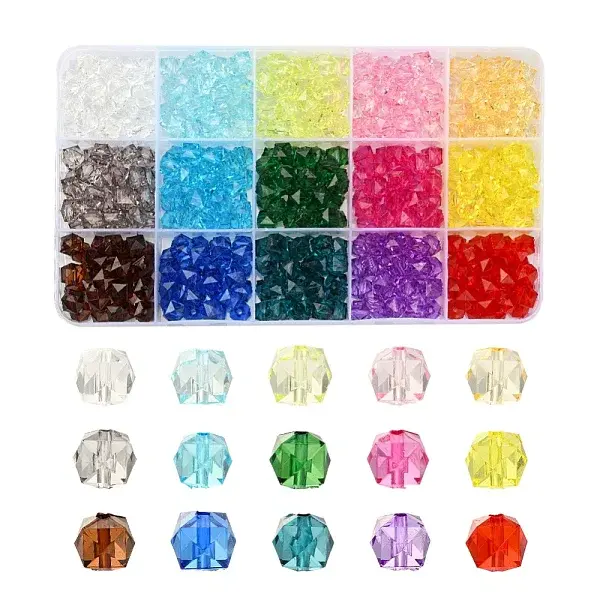 450Pcs 15 Colors Transparent Acrylic Beads