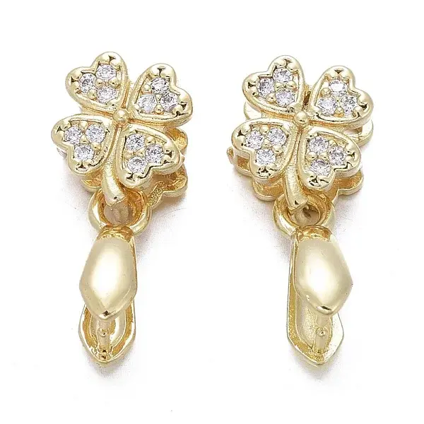 Brass Micro Pave Cubic Zirconia Ice Pick Pinch Bails