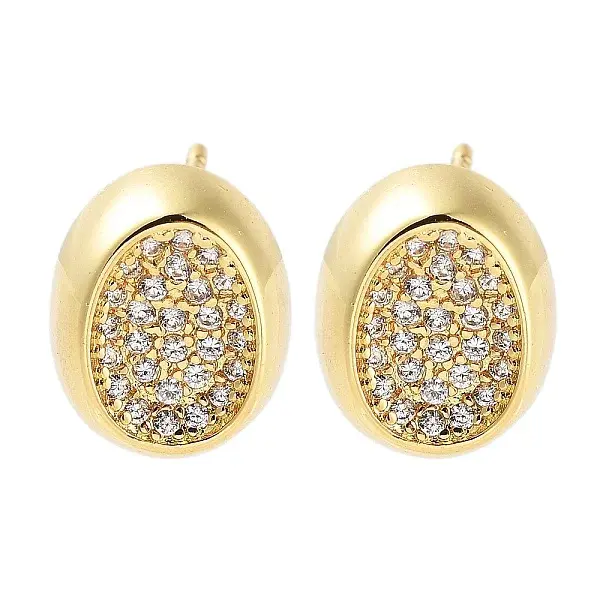 Rack Plating Oval Brass Stud Earrings