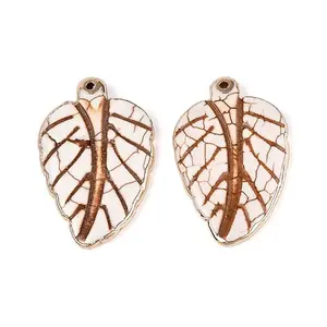 Synthetic Howlite Leaf Pendants