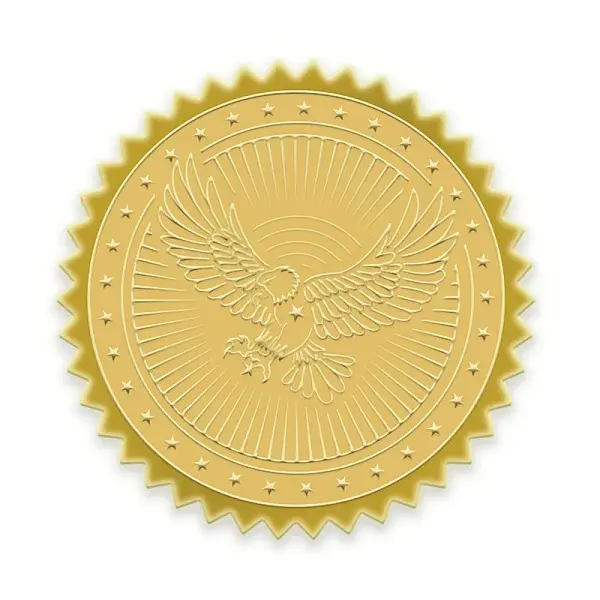 Plastic Self Adhesive Gold Foil Embossed Stickers