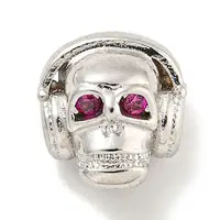 Brass Micro Pave Camellia Cubic Zirconia Beads