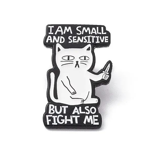 Cat with Word Alloy Brooch for Backpack Clothes