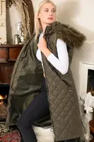 Z6718 DEWBERRY WOMEN'S VEST-PLAIN KHAKI