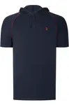 T8570 DEWBERRY HOODED MEN'S T-SHIRT-PLAIN NAVY BLUE