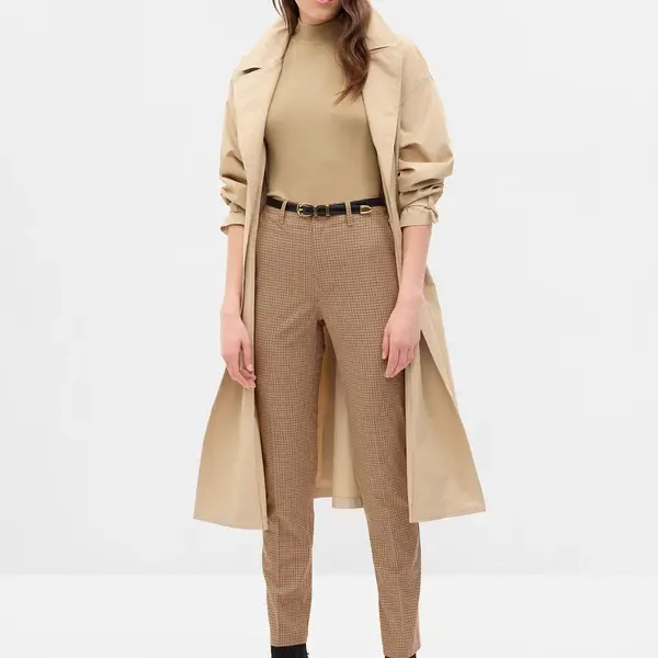 Hnedé dámske kockované skrátené nohavice Gap