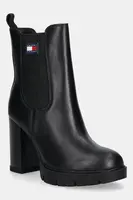 Kožené členkové topánky Tommy Jeans TJW LEATHER HEEL BOOT
