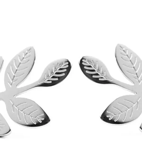 Vuch Podélné ocelové náušnice Leaves Silver
