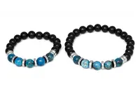 Agato Minerální náramek pro otce se synem MINK137/SET (tygří oko, lávový kámen, hematit)