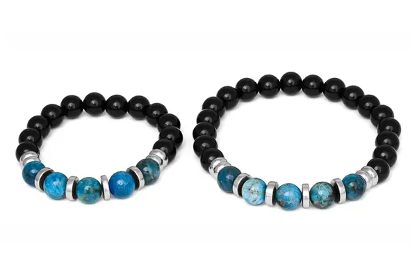 Agato Minerální náramek pro otce se synem MINK137/SET (tygří oko, lávový kámen, hematit)