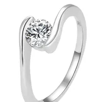 Beneto Elegantní stříbrný prsten s čirým zirkonem AGG367 54 mm