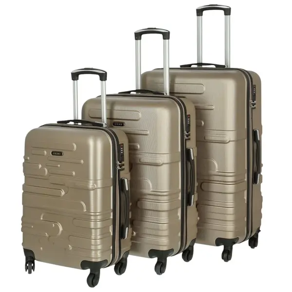 Cestovní plastový kufr Ormi Basil velikost SADA, šedo-zlatý