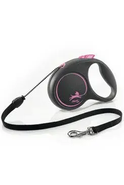 Vodítko Flexi Black Design M lanko 5m/20kg růžová