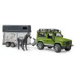 Bruder 02592 Land Rover Defender s prepravníkom na koňa a koníkom