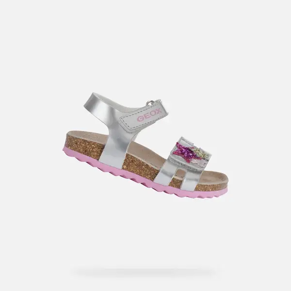 Silver Girls Sandals Geox Chalki - Girls
