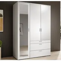 Šatní skříň se zrcadlem Vesala, 135 cm, bílá