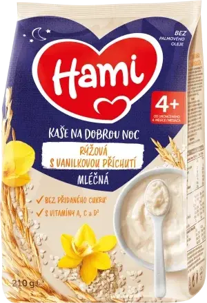 HAMI Kaše mléčná rýžová s vanilkovou příchutí na dobrou noc 210 g